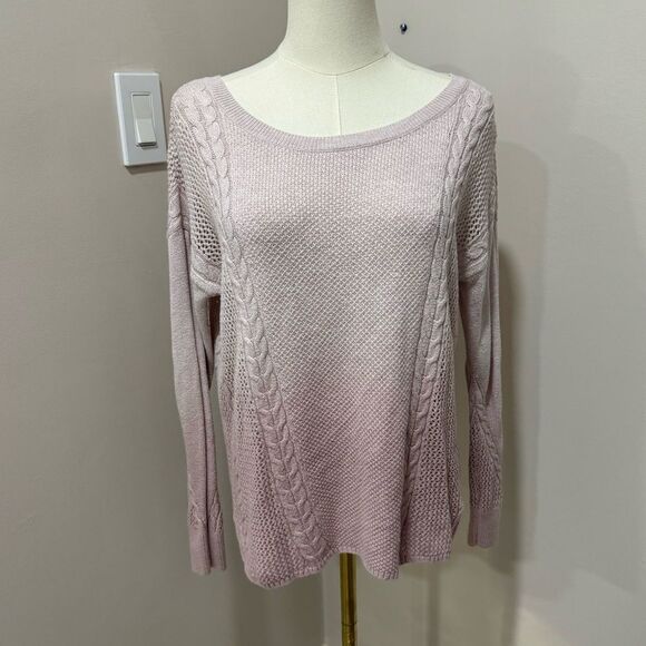 American Eagle Outfitters Sweaters - American Eagle pink cable knit pink sweater - Small